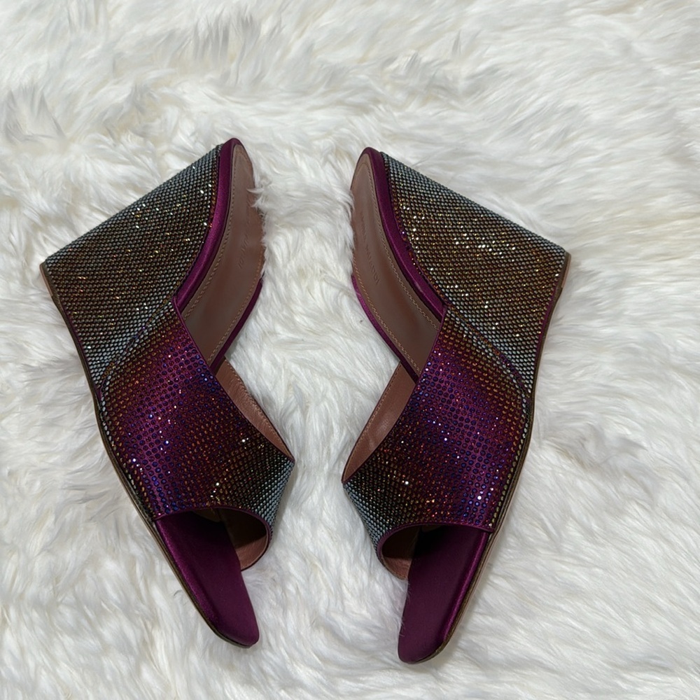 New Amina Muaddi Lupita crystal wedge sandals size 40.5EU - Picture 8 of 13